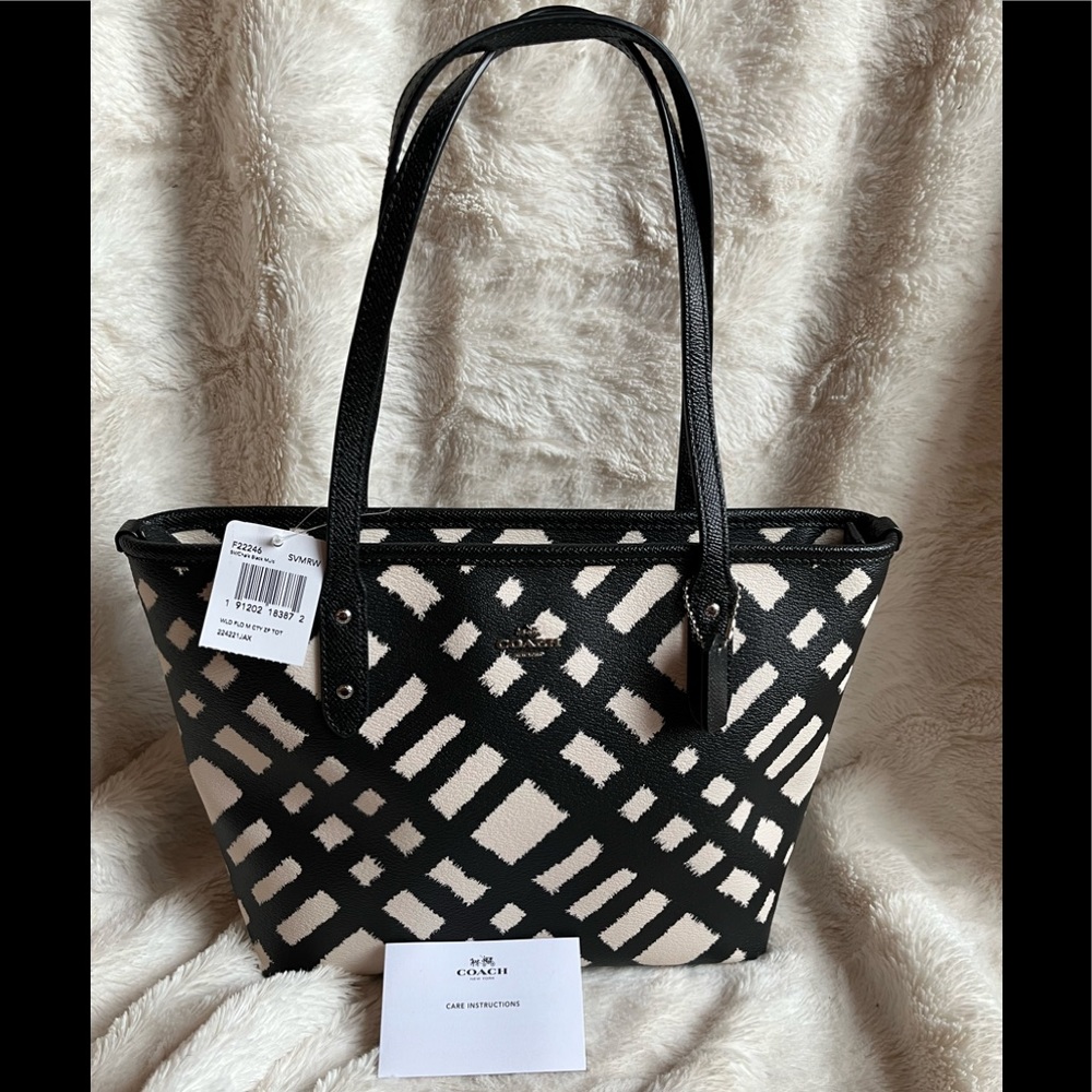 🔥Coach Mini City Tote Wild plaid Handbag NWT🔥